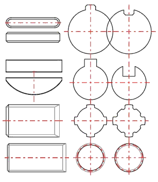 Joints formés d'arbres et des moyeux - 2D desin