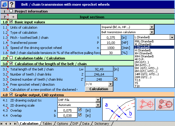 Screenshot of MITCalc - Multi pulley calculation