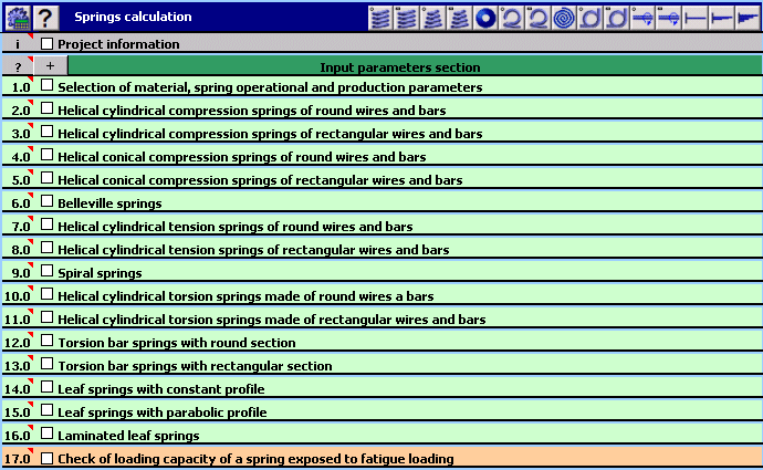 MITCalc - Springs - 15 types screen shot