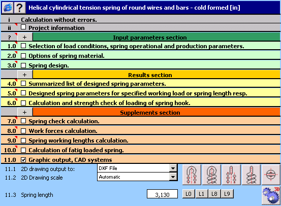 Geometric and strength designs of helical tension cylindrical springs