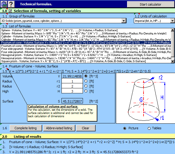 Technical formulas (Solids, motion, friction...) / Units convertor