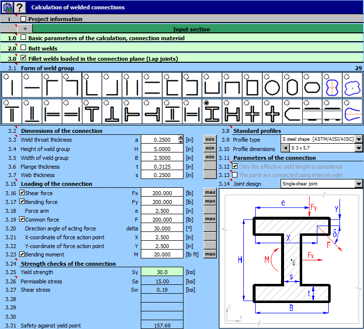 MITCalc - Welded connections screen shot