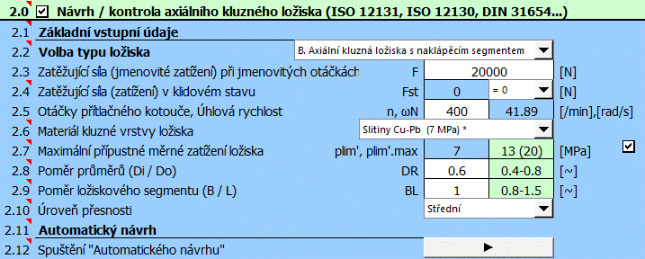 Hydrodynamická axiální kluzná ložiska