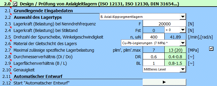 Hydrodynamische Axial-Gleitlagern und Axial-Kippsegmentlagern