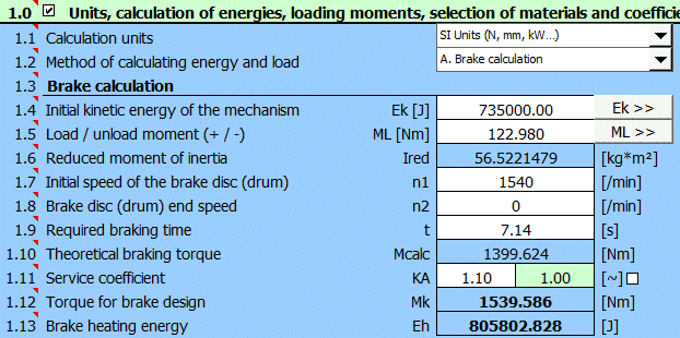 Torque calculation