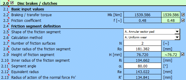 Disc brake - calculation Disc brake - calculation