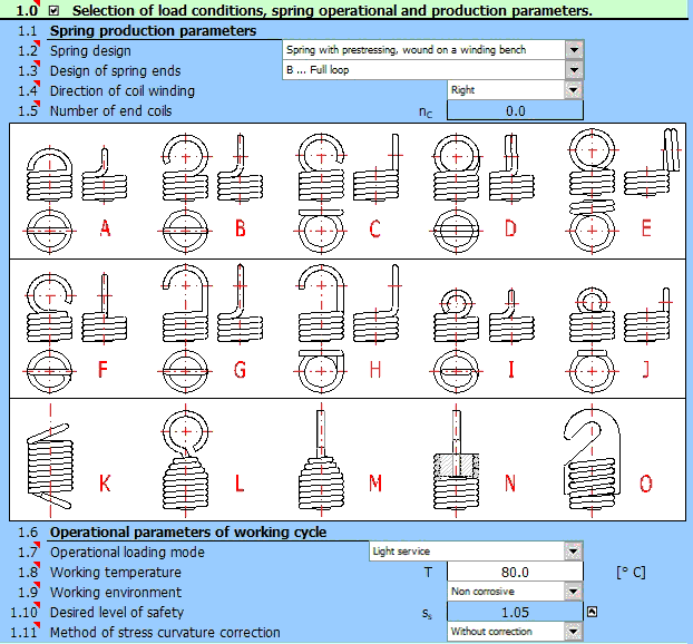 MITcalc - Design and strength check of tension cylindrical springs