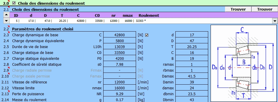 Roulements -  le calcul