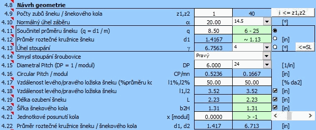 Šnekové ozubení geometrie a návrh