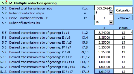 Optimizing of the number of teeth of gears to achieve an exact total transmission ratio