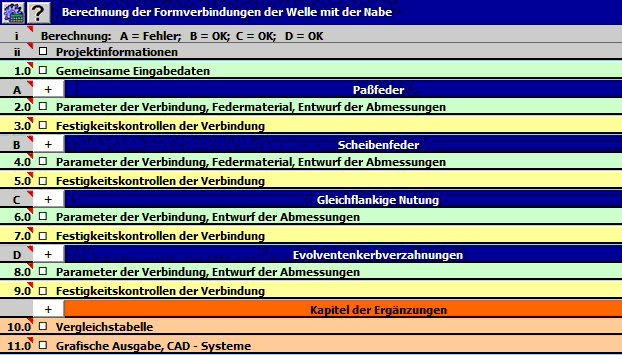 Wellenverbindung durch Feder, Kerbverzahnung Wellenverbindung durch Feder, Kerbverzahnung